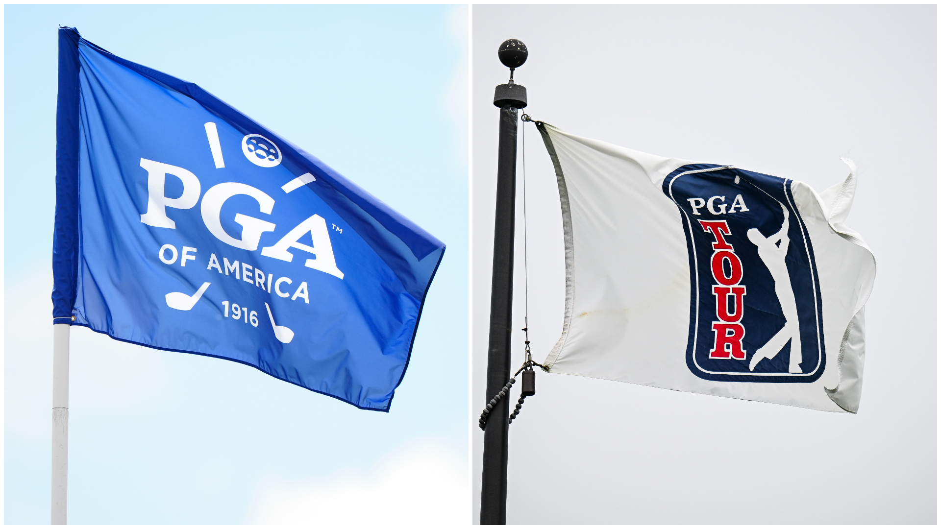 A PGA of America flag and a PGA Tour flag