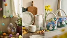 a set of three images featuring easter decor from Terrain