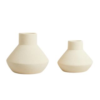 Two cream colored vases