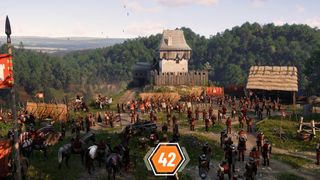 Kingdom Come: Deliverance 2 screenshot depicting a large town preparing for war