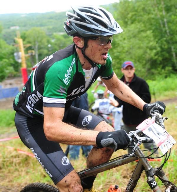 Michael Broderick (Kenda-Seven-No Tubes) heading uphill.