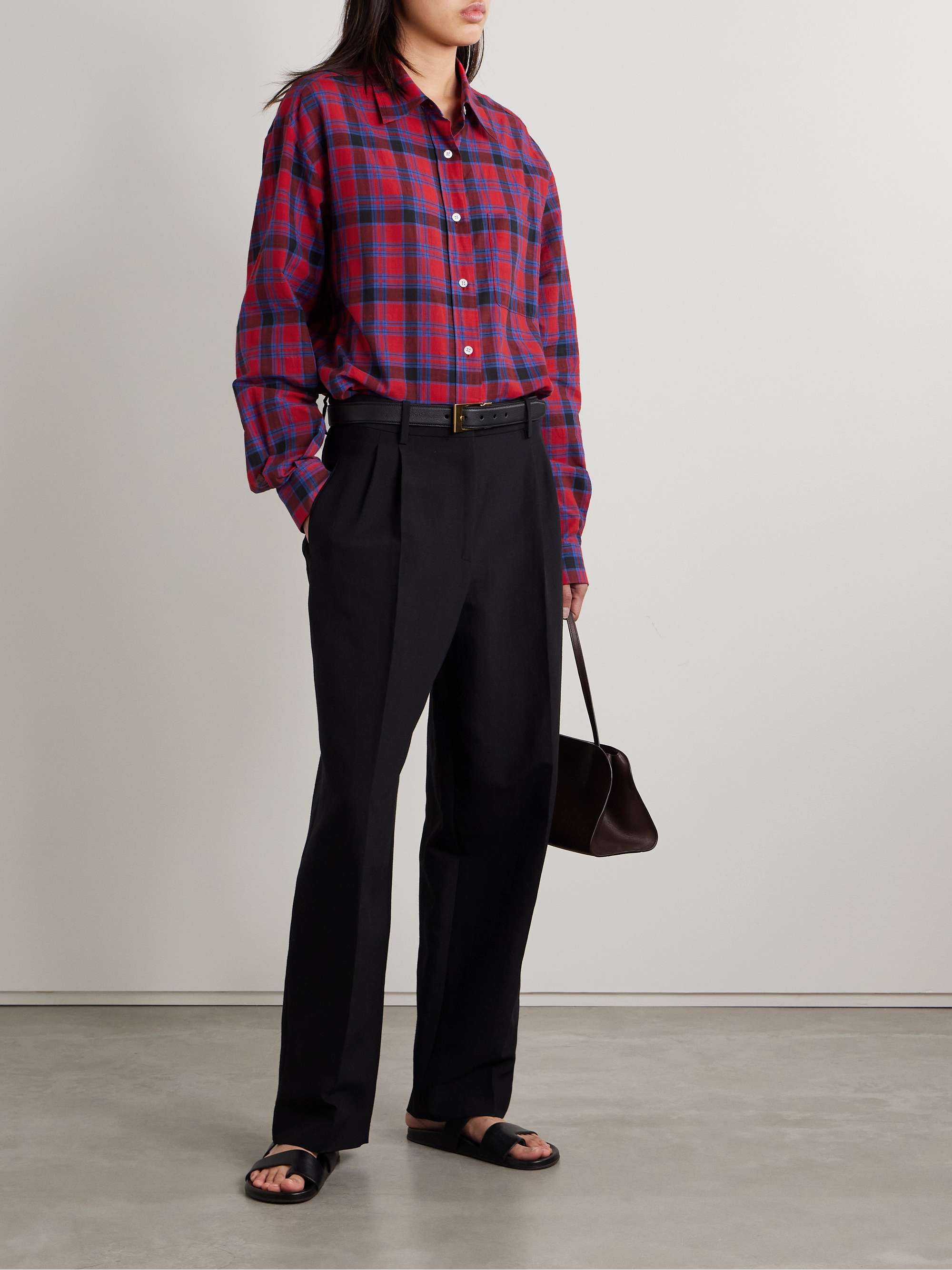 Nesson Oversized Checked Cotton-Voile Shirt