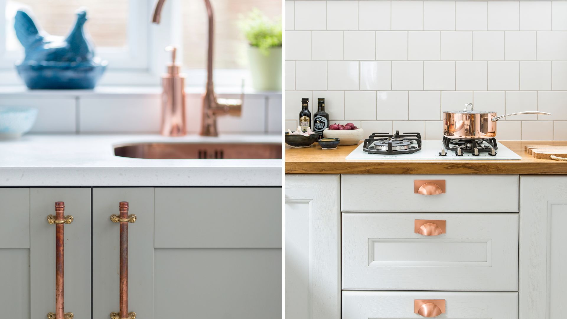 Kitchen cabinets showing metallic handles to suggest a cheap home improvement to add value