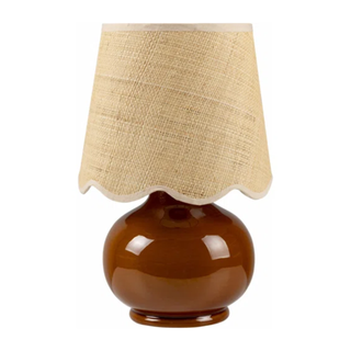 table lamp with ceramic base and cotton shade