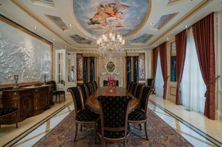 dining room in ornate French style chateau in Canada