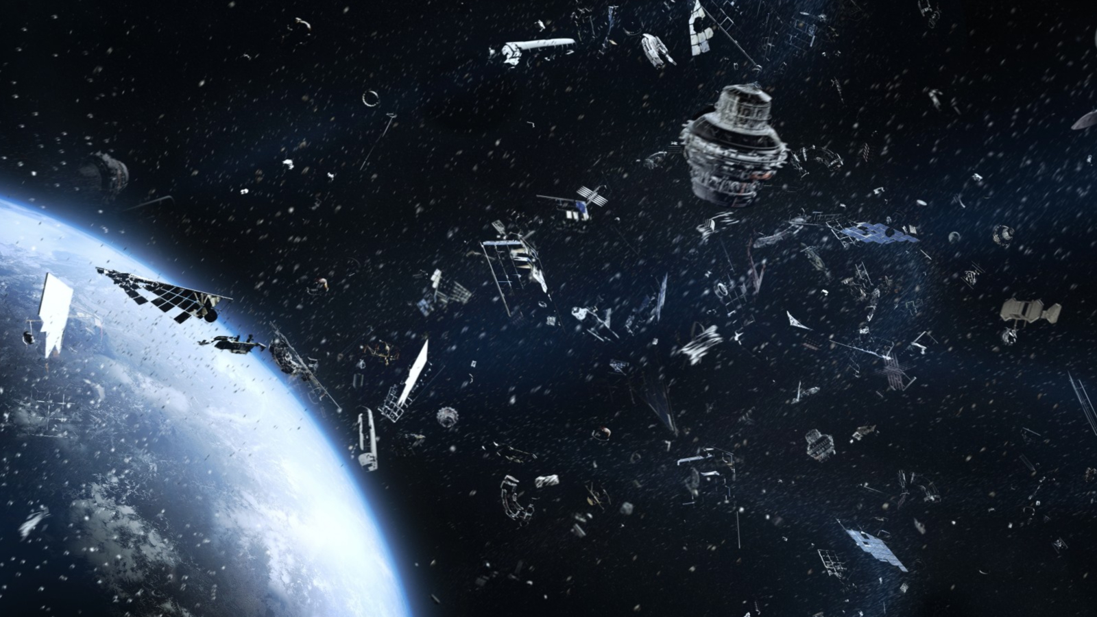 illustration of debris in orbit around Earth