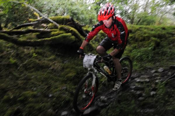 Rob Brown having it on the final ever stage of the TransWales. Rob would finally finish 9th overall in the Men&rsquo;s Solo category.