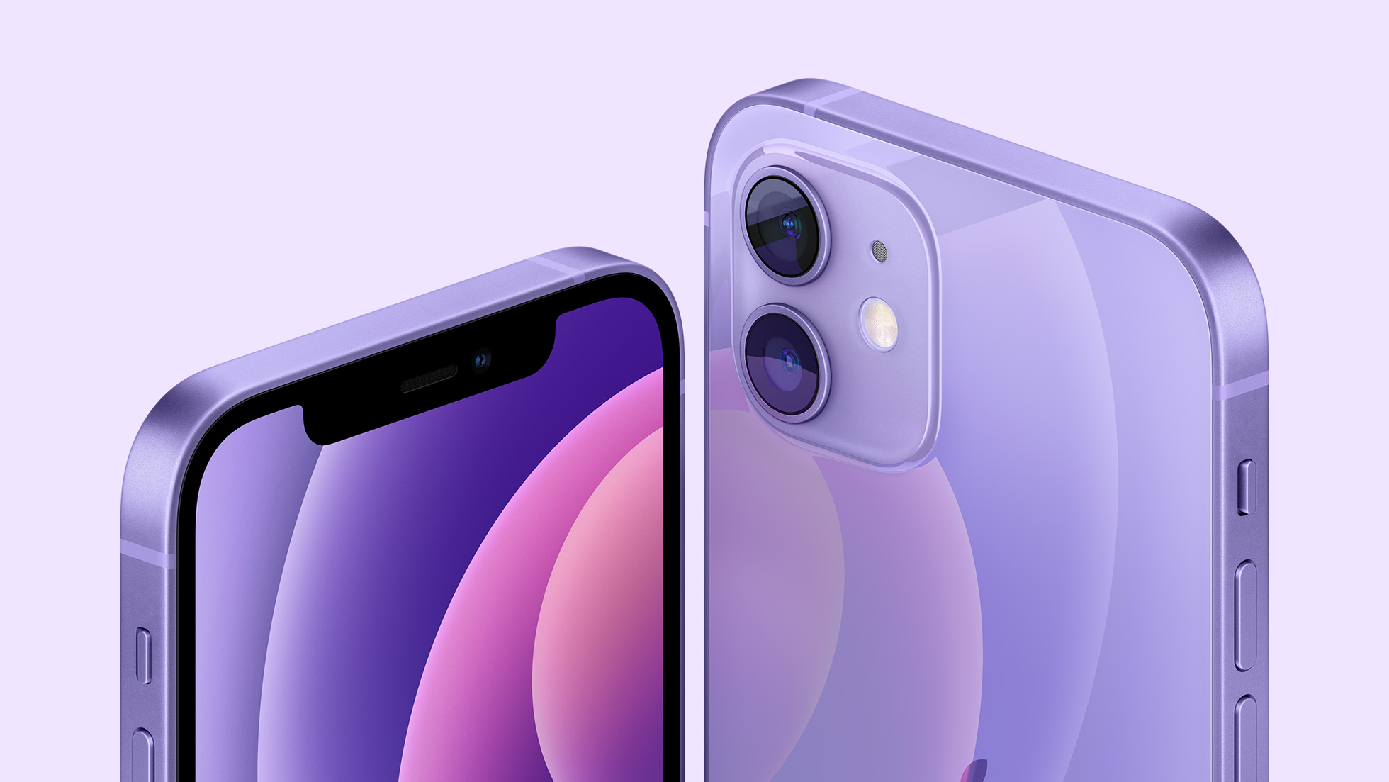 iPhone 12 on a lilac background