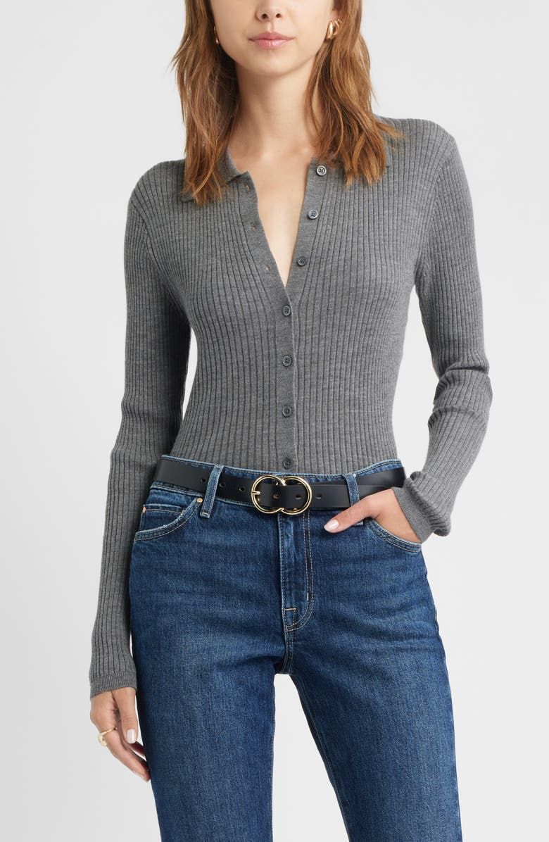 Collared Merino Wool Cardigan