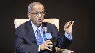 Infosys co-founder Narayana Murthy pictured at the company's 40 year anniversary conference in 2022.