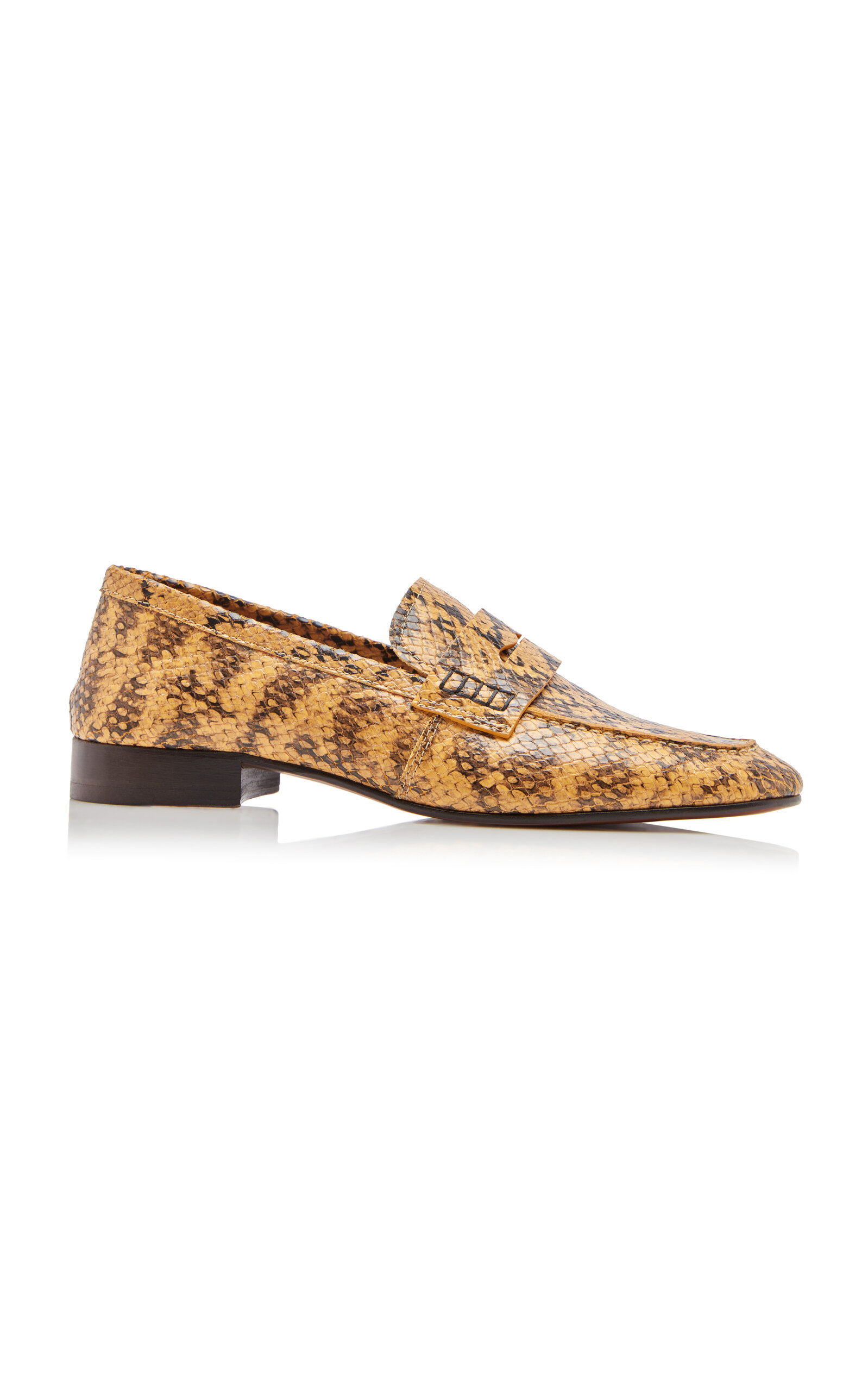Snakeskin-Effect Leather Loafers