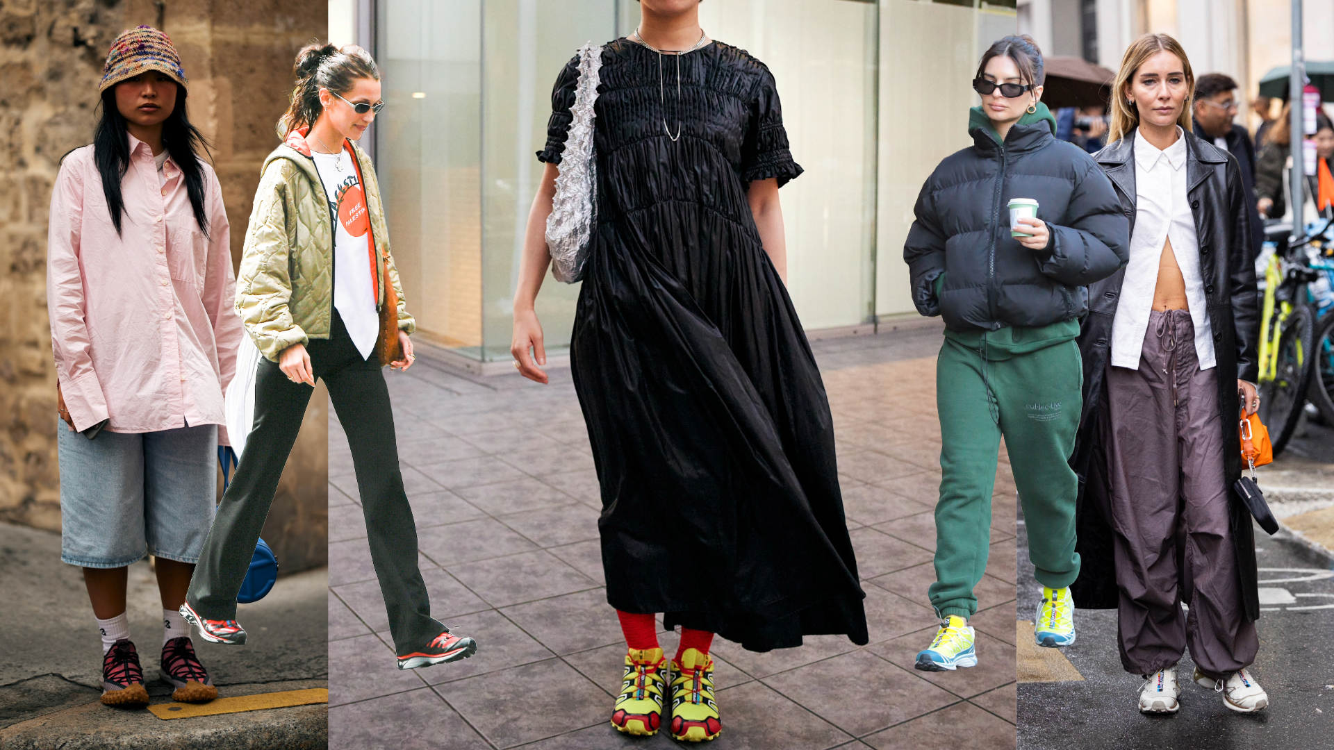 women wearing salomon sneakers
