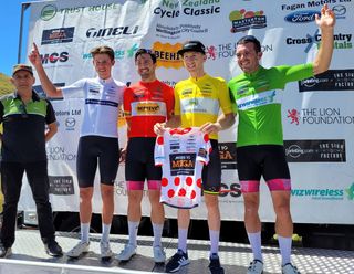 Mark Stewart on the podium at the 2022 New Zealand Cycle Classic