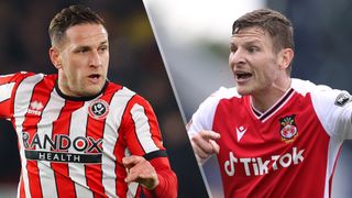 (L, R) Billy Sharp of Sheffield United and Paul Mullin of Wrexham will face off in the Sheffield United vs Wrexham AFC live stream FA Cup game.