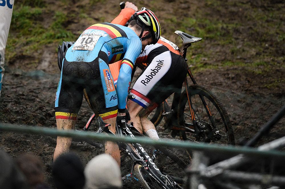 Mathieu van der Poel stepped into Van Aert's wheel and it took some effort to untangle