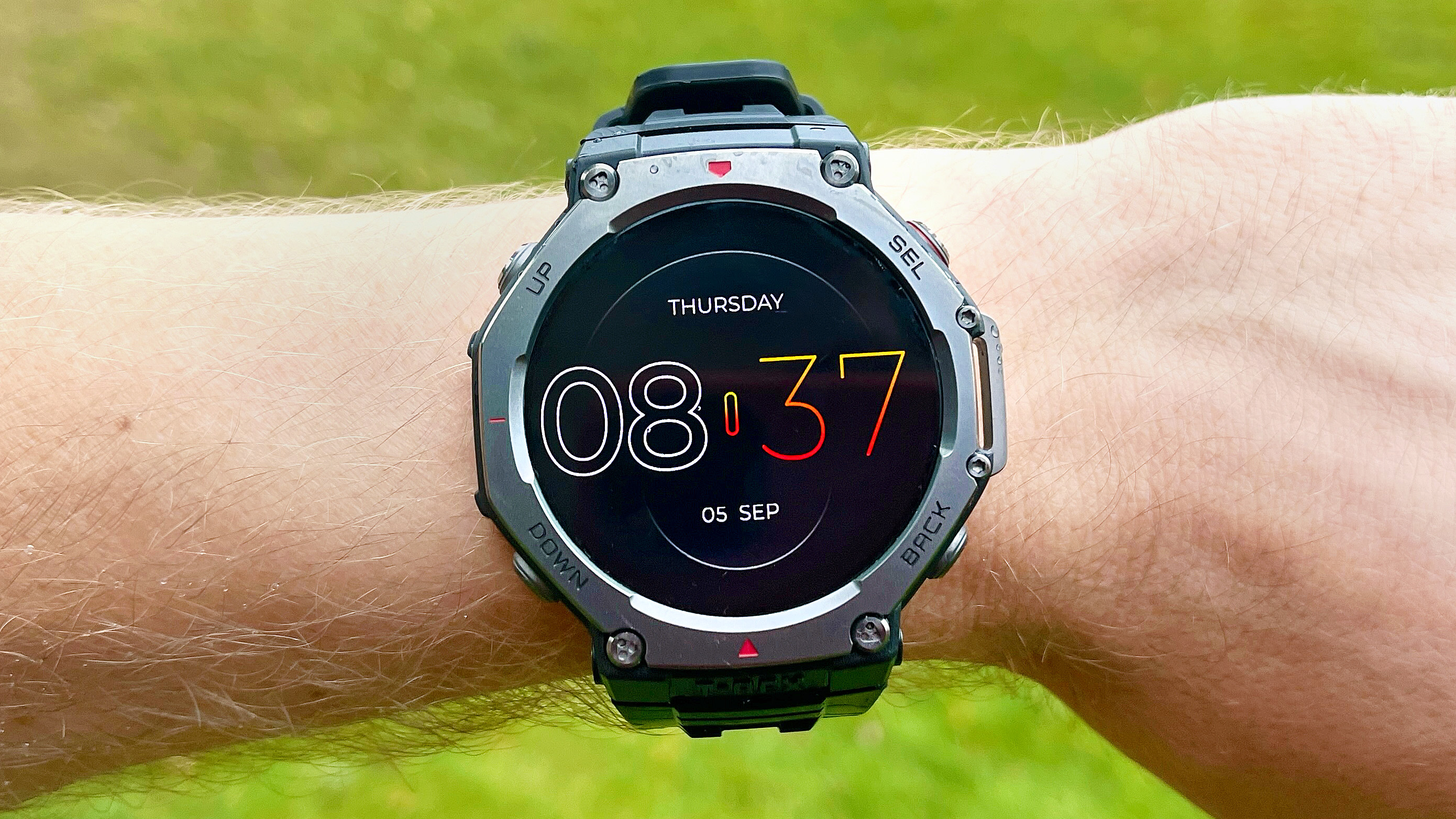 Amazfit T-Rex 3 smartwatch on the wrist of the user