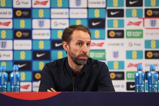 England Euro 2024 squad Gareth Southgate Gary Neville, Manager of England, speaks during the England Men UEFA Euro 2024 Training Squad Announcement at St George's Park on May 21, 2024 in Burton upon Trent, England. (Photo by Richard Pelham/Getty Images)