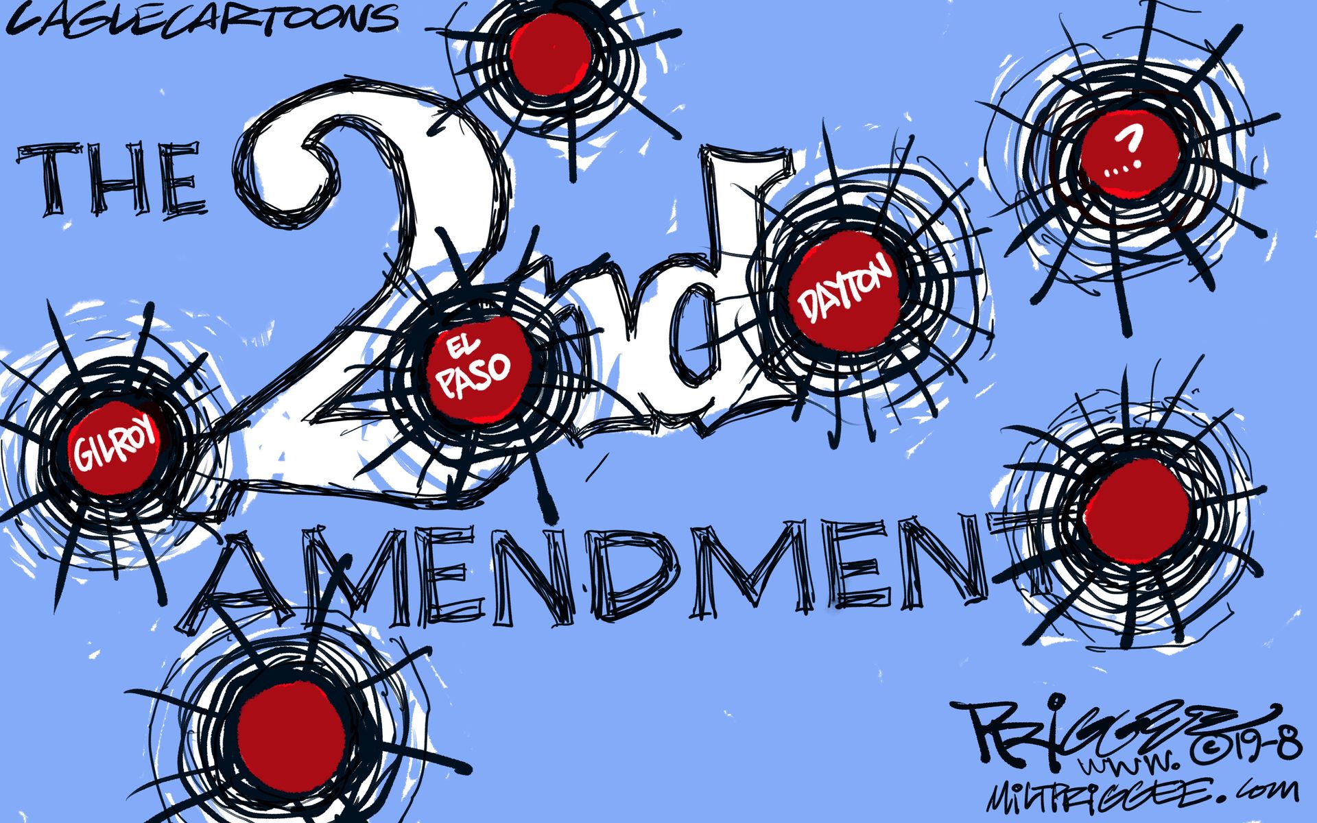 Political Cartoon U.S. Second Amendment Bullet Holes El Paso Shooting ...