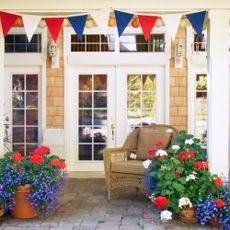 red white and blue porch pots