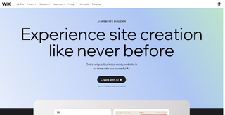 A screenshot of the Wix AI homepage