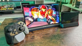 Asus ZenScreen OLED Portable Monitor playing Metroid Dread from Nintendo Switch