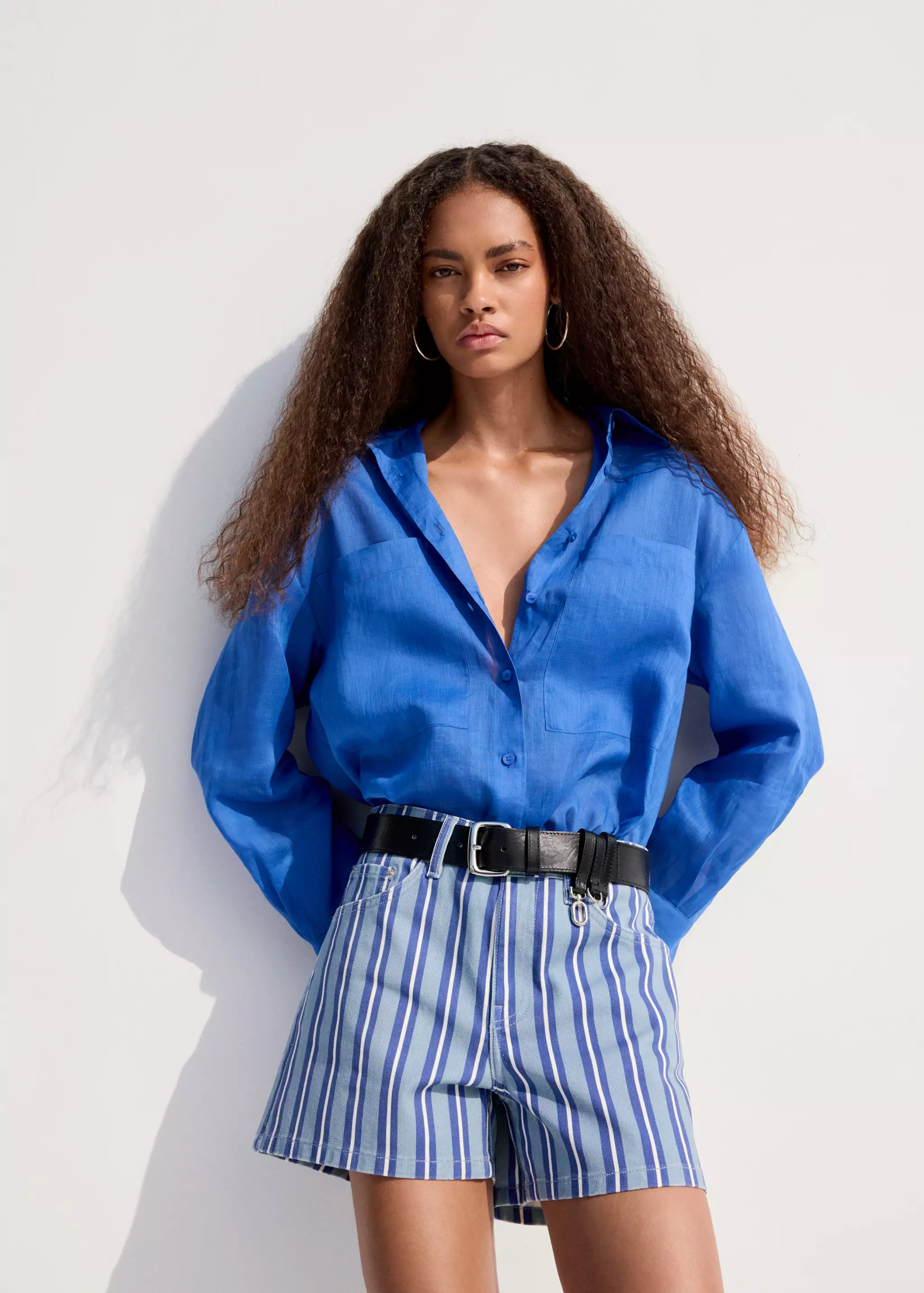 Striped Straight-Fit Shorts - Women | Mango Usa