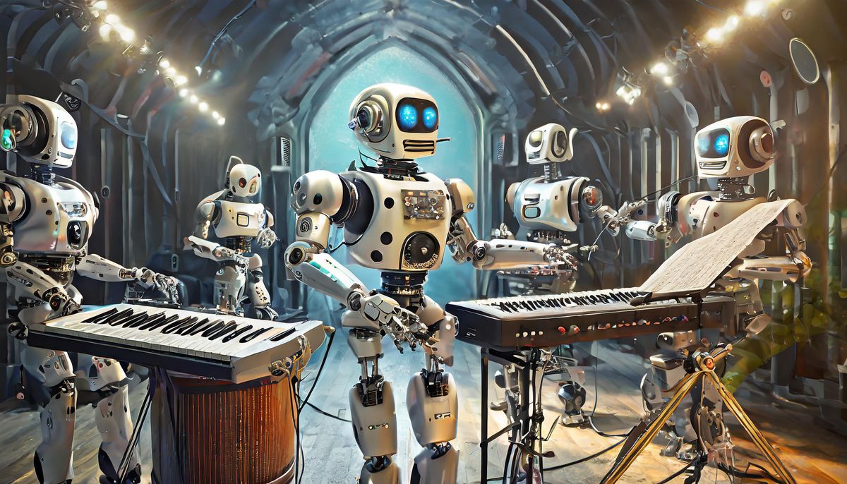 Robot band image from Adobe Firefly AI generated