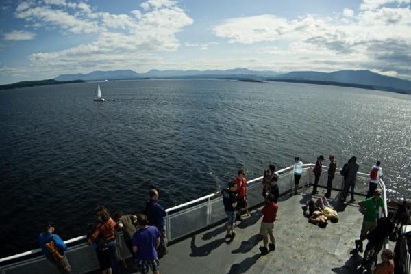 Ferries sometimes transport the riders between stages