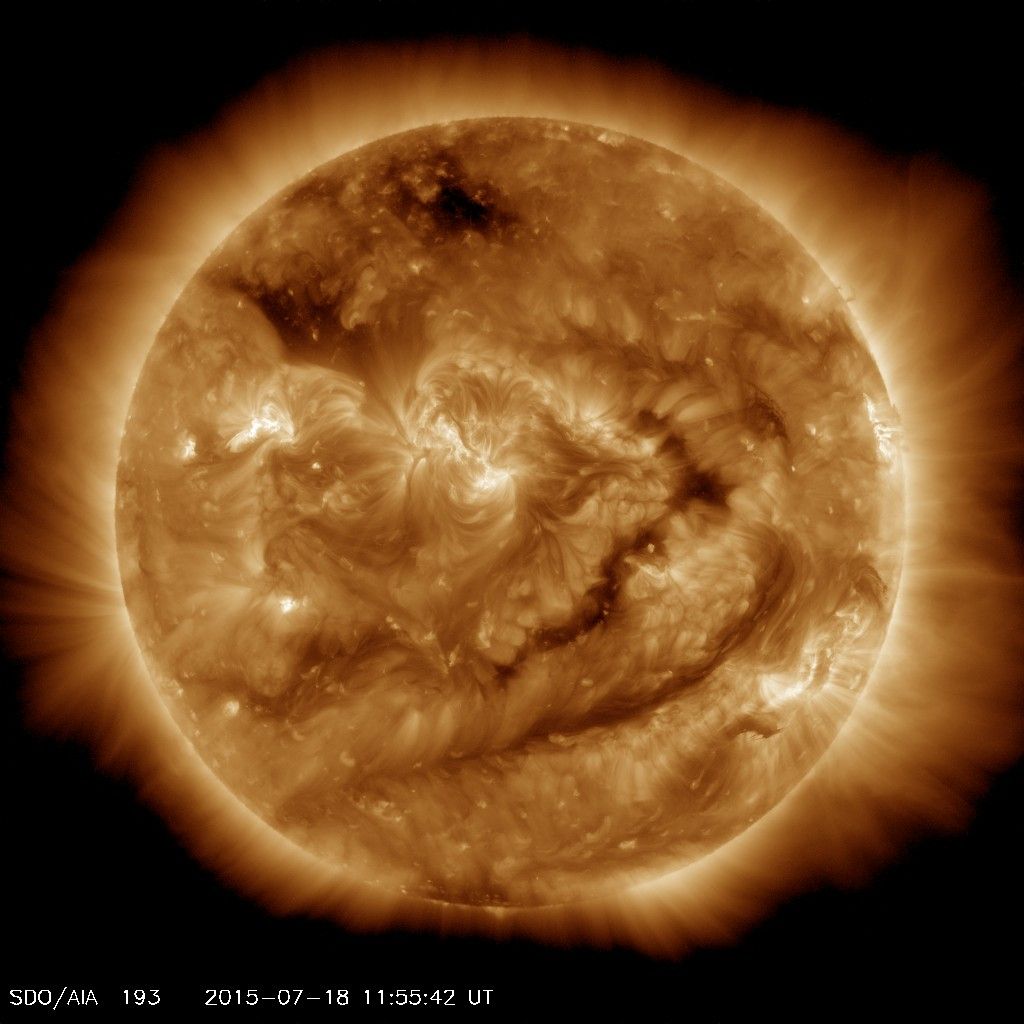 Image of the sun taken by NASA&#039;s Solar Dynamics Observatory on July 18, 2015.