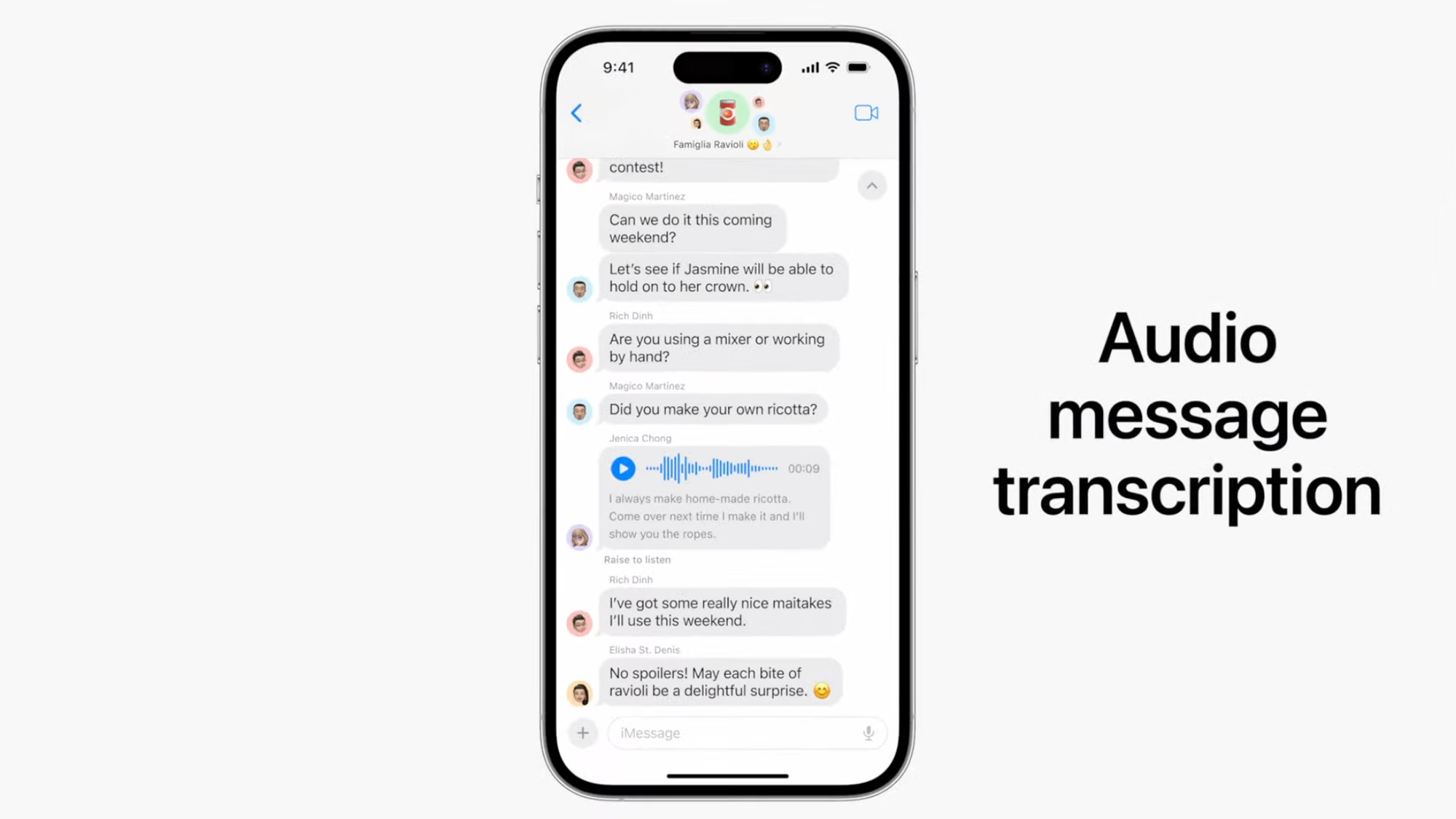 iOS 17 audio message transcription press image