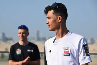 ABU DHABI, UNITED ARAB EMIRATES - FEBRUARY 15: Isaac Del Toro of Mexico and Team UAE Team Emirates during the press conference prior to the 8th UAE Tour 2026 / #UCIWT / on February 15, 2026 in Abu Dhabi, United Arab Emirates. (Photo by Tim de Waele/Getty Images)