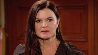 Katie (Heather Tom) looks upset in The Bold and the Beautiful