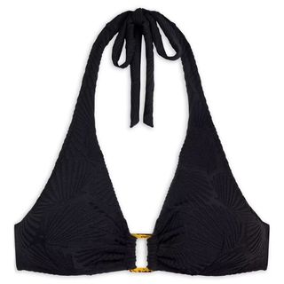 Chelsea PeersJacquard Shell Halterneck Bikini Top, Black