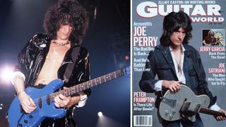 Joe Perry live onstage with Aerosmith in 1987