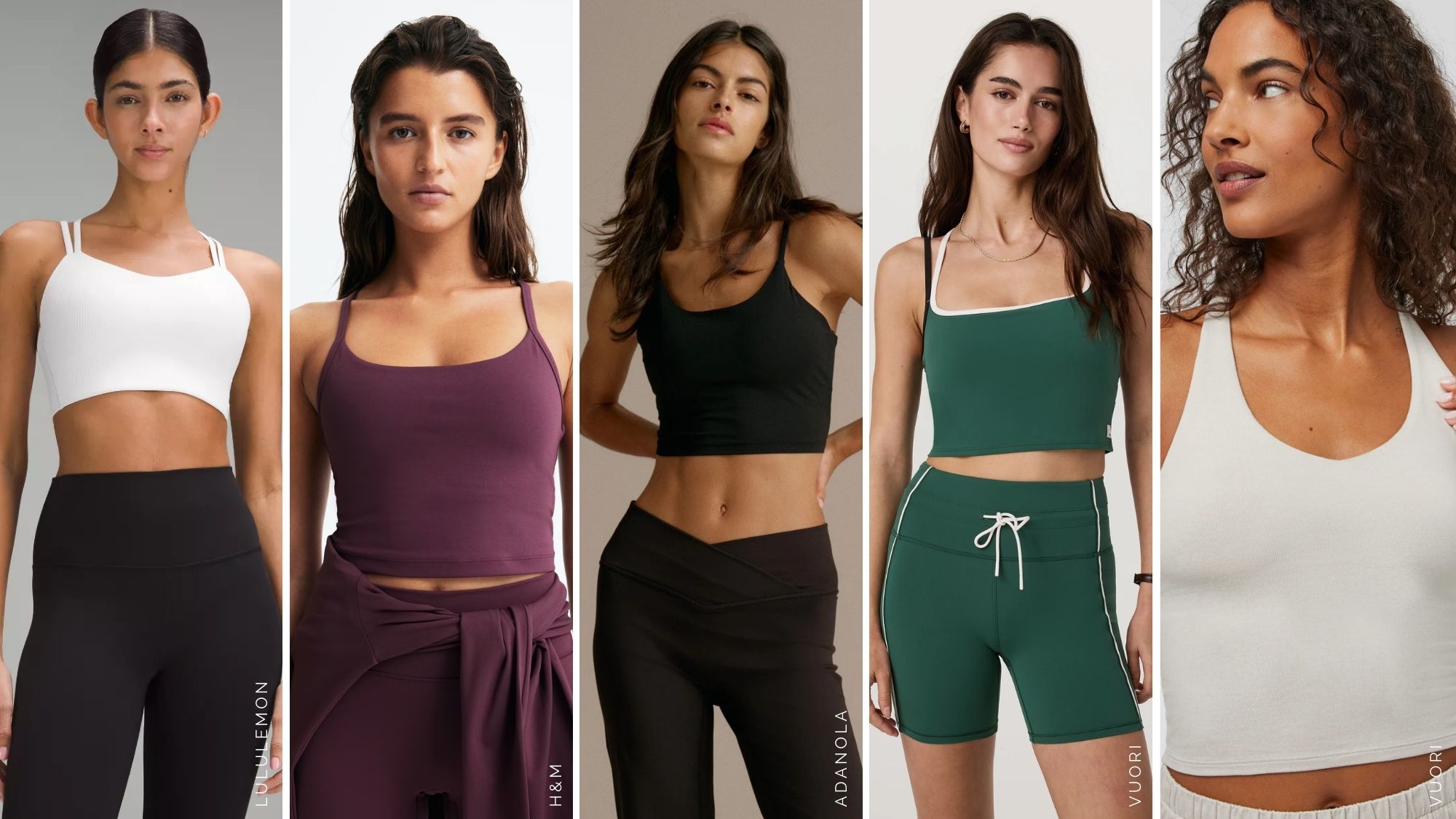 longline sports bras from lululemon, H&amp;M, Adanola, Vuori