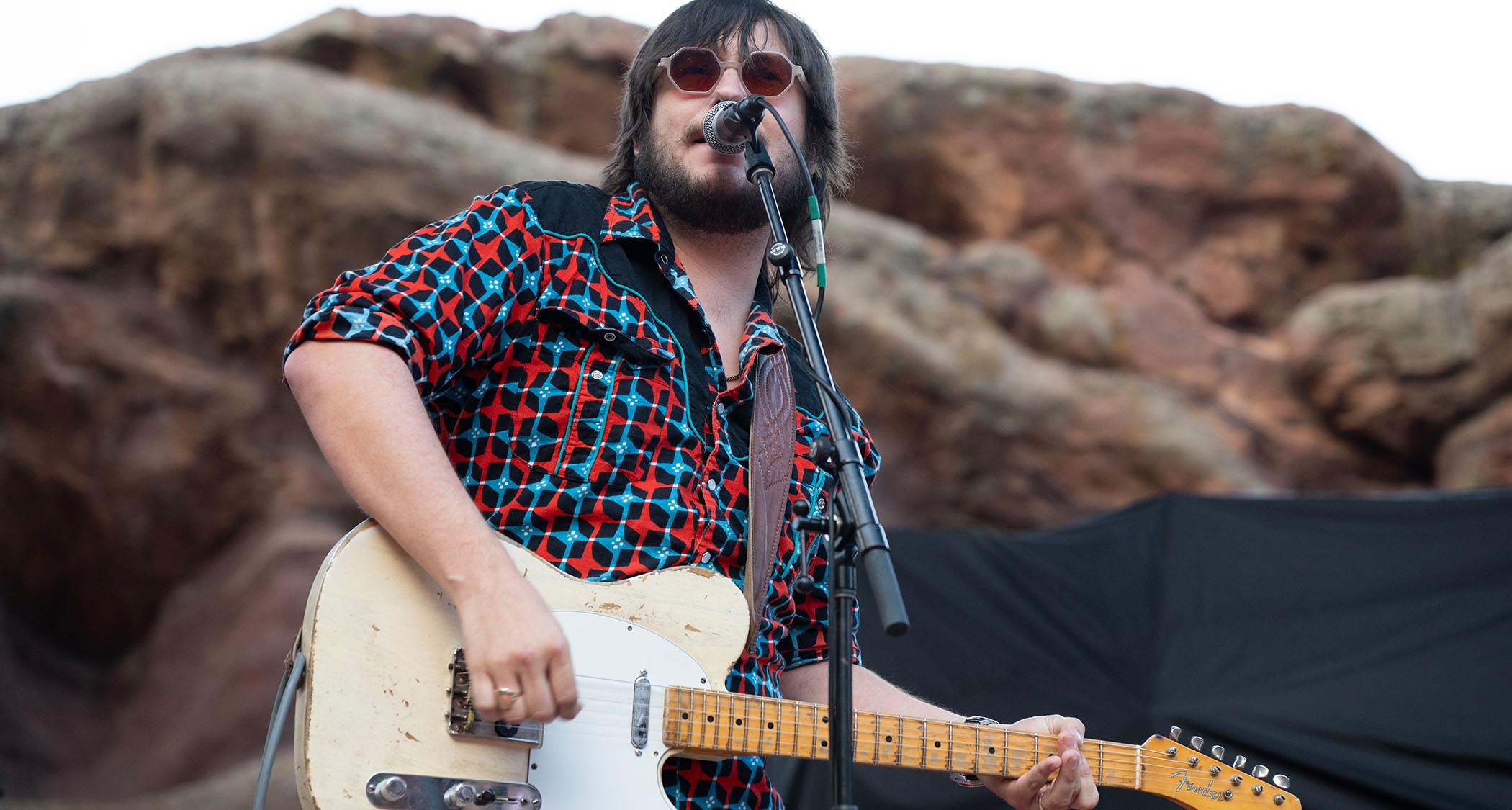 Eddie 9V wields a Fender Telecaster onstage at Red Rocks in Colorado