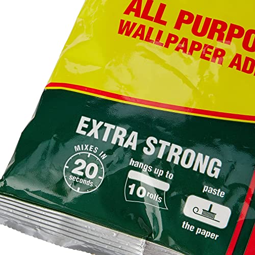 Solvite All-Purpose Wallpaper Adhesive, Reliable Adhesive for Wallpaper, All-Purpose Adhesive With Long-Lasting Results, Wallpaper Paste Hangs Up to 10 Rolls (1x185g Sachet)