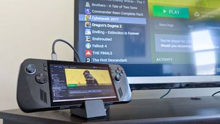 JSAUX 6-in-1 Multifunctional Docking Station playing Cyberpunk 2077 on Ally X.