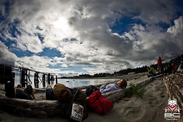 Riders relaxing before the ferry arrives for the transition to Powell River.