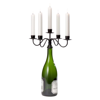 wine bottle holding a candelabra