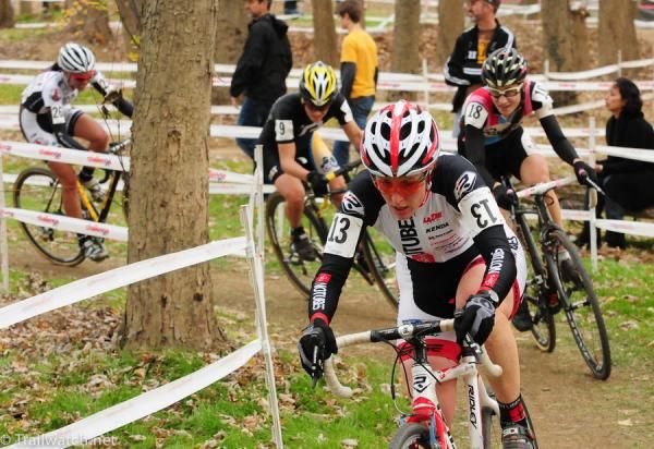 Kathy Sherwin (Stan's NoTubes Elite Cyclocross Team) wards off back luck with her upside down race number.