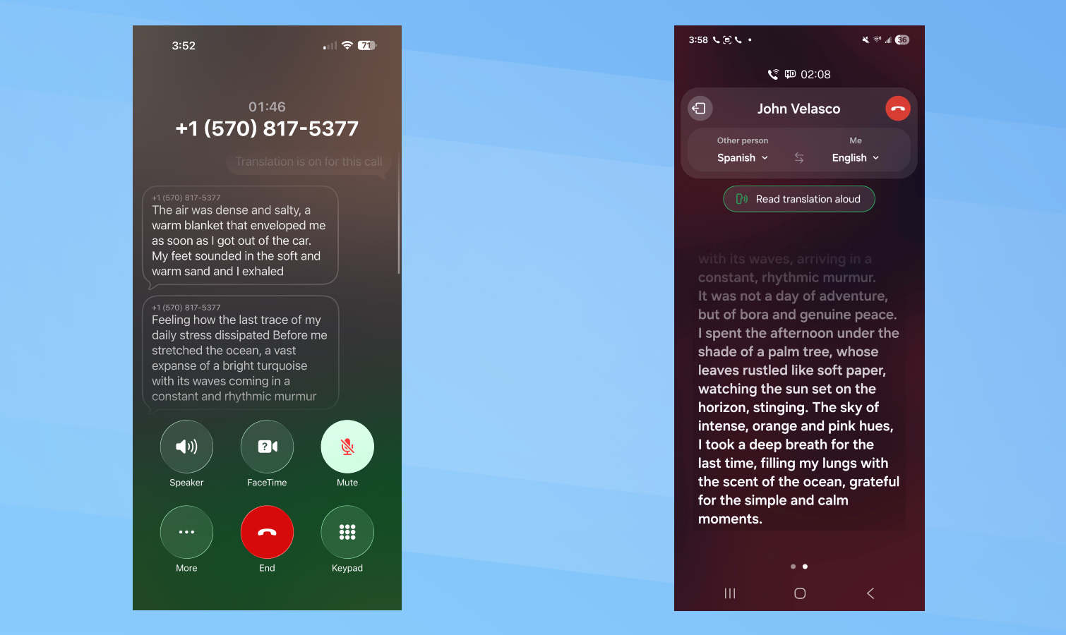 Live Translate - iOS 26 vs Galaxy AI screenshot.