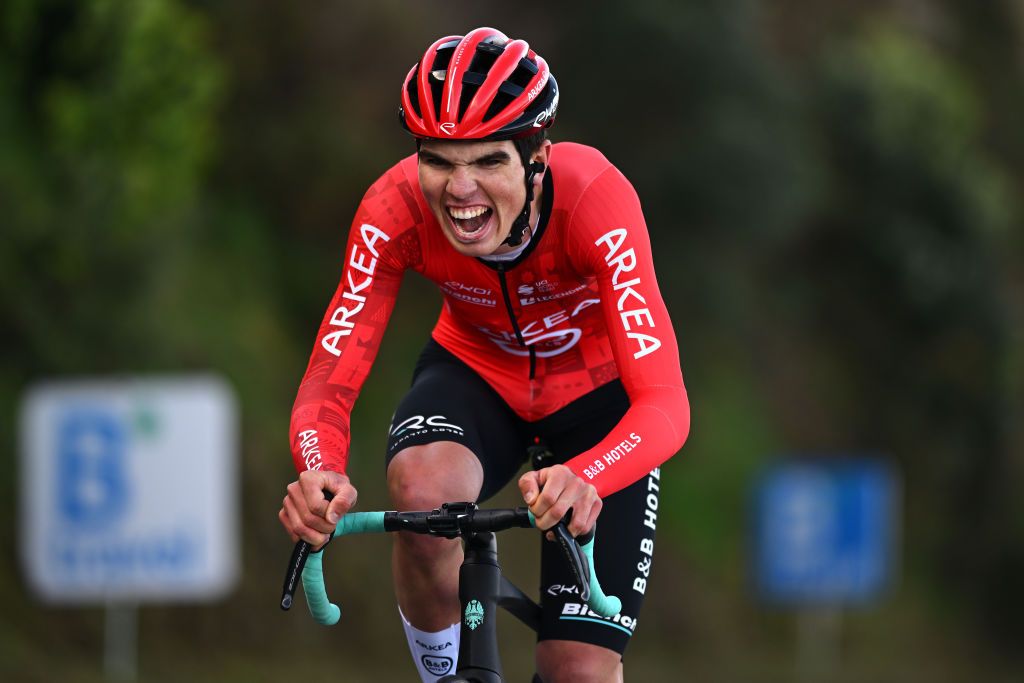 A CORUNA SPAIN FEBRUARY 22 Pierre Thierry of France and Team Arkea BB Hotels sprints during the 3rd O Gran Camio The Historical Route 2024 Stage 1 a 141km individual time trial at stage from A Coruna to A Coruna on February 22 2024 in A Coruna Spain Photo by Dario BelingheriGetty Images