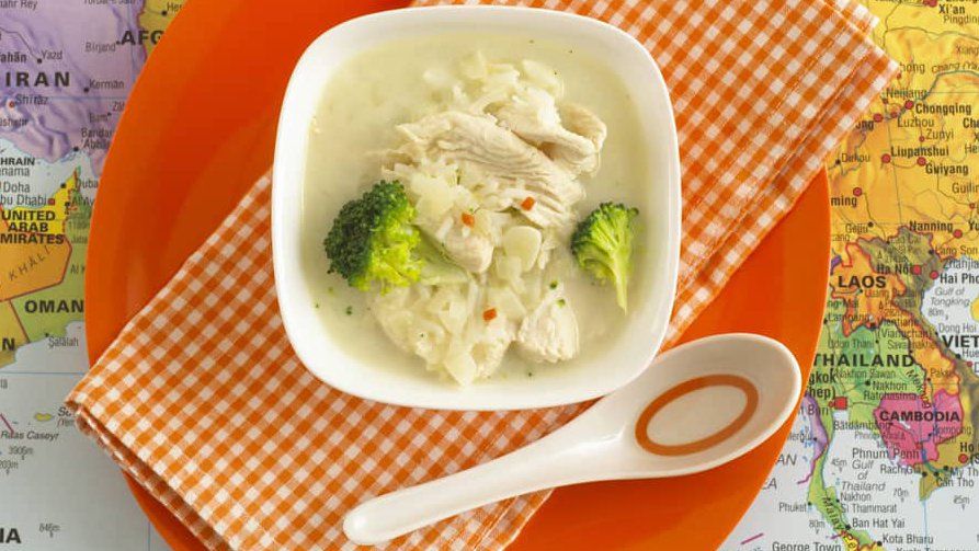 Annabel Karmel&#039;s Thai chicken soup on a world map