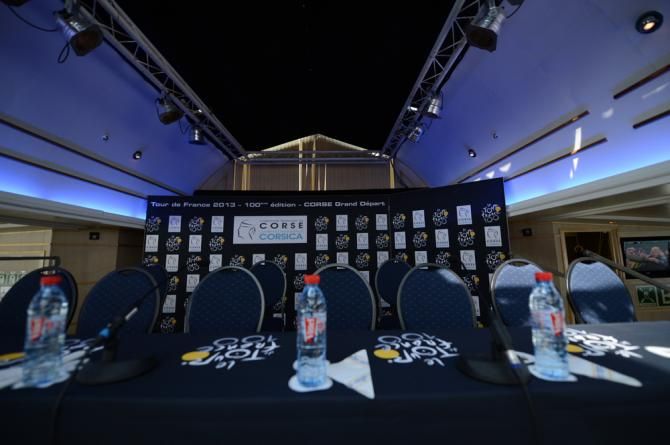 The press conference area in Corsica
