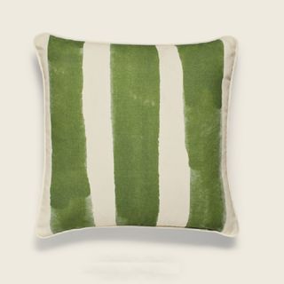 A green striped cushion