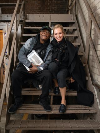 Samuel L. Jackson and Uma Thurman at an early preview performance of August Wilson’s “The Piano Lesson” on Broadway