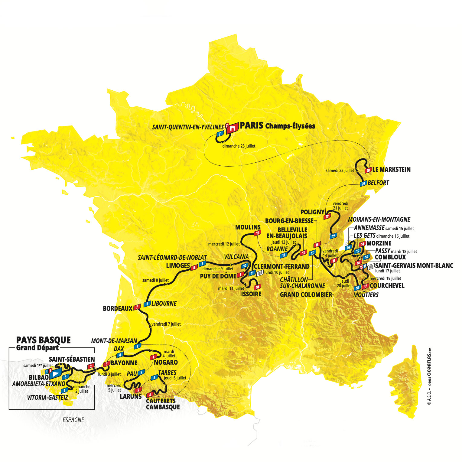 Tour de France 2023 route map
