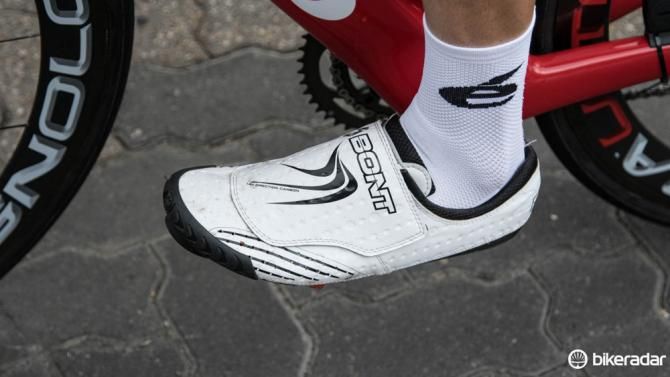Winner of the Tour Down Under's first stage, Jack Bobridge rides in Bont Zero+ shoes