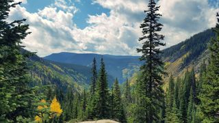 The mountain view from Booth Falls in Vail Colorado